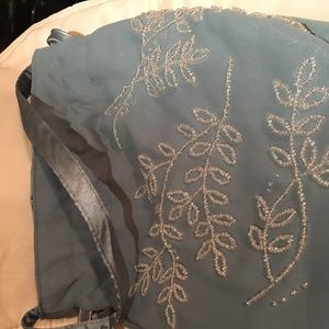 Light Blue Beaded Bag 6" diameter by 10" H